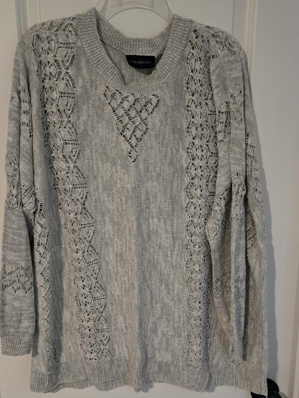 Lane Bryant Light Gray Open Weave Sweater